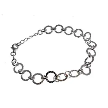 

Sterling silver bracelet with flat and lapidated round hoops