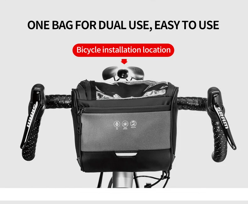 3.5L Bicycle Handlebar Bag Frame Trunk Pannier Bag Waterproof Front Reflective Tube Bike Bag Multifunction Shoulder Bag XA90Q