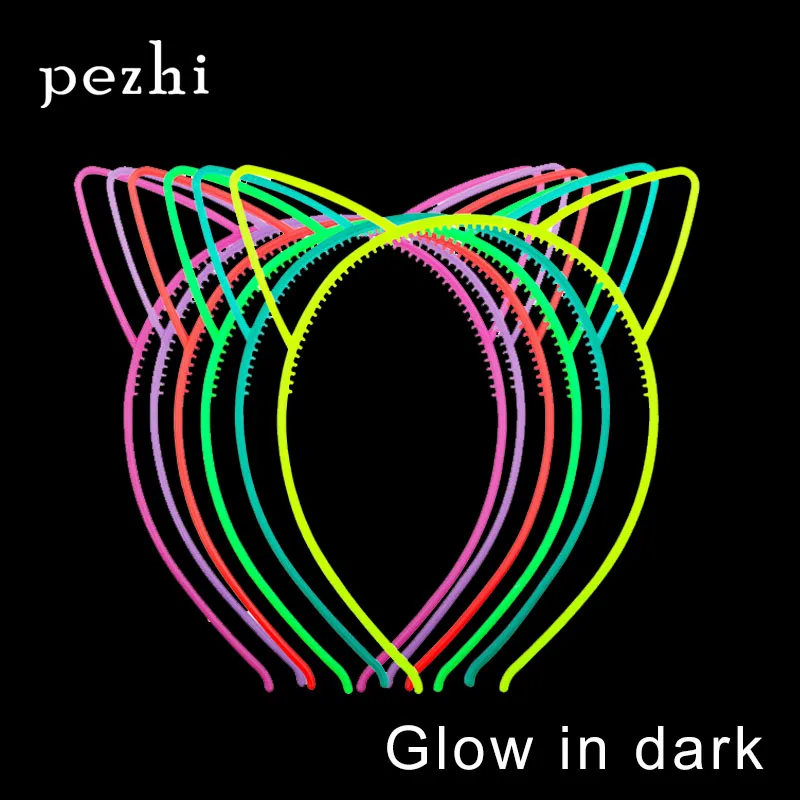 

6pcs Luminous cat ears glow in dark Headband children girl party Glow Hairband Halloween Easter Hair Accessories Headwear