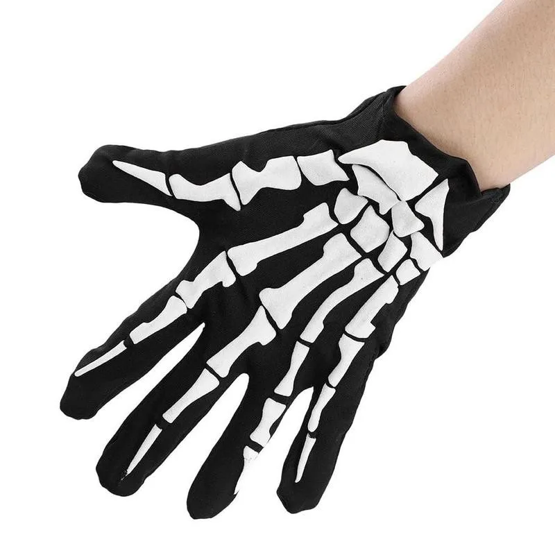 Halloween Skeleton Gloves Skull Face Mask Scarf Set Unisex Scary Ghost Paw Gloves Bleeding Cosplay Halloween Party Decoration