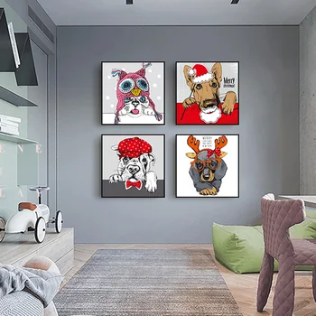 

Abstract Stylish Cute Dog Canvas Painting Wall Art Posters Prints Pictures for Kids Room Living Room Home Decor Free Shipping