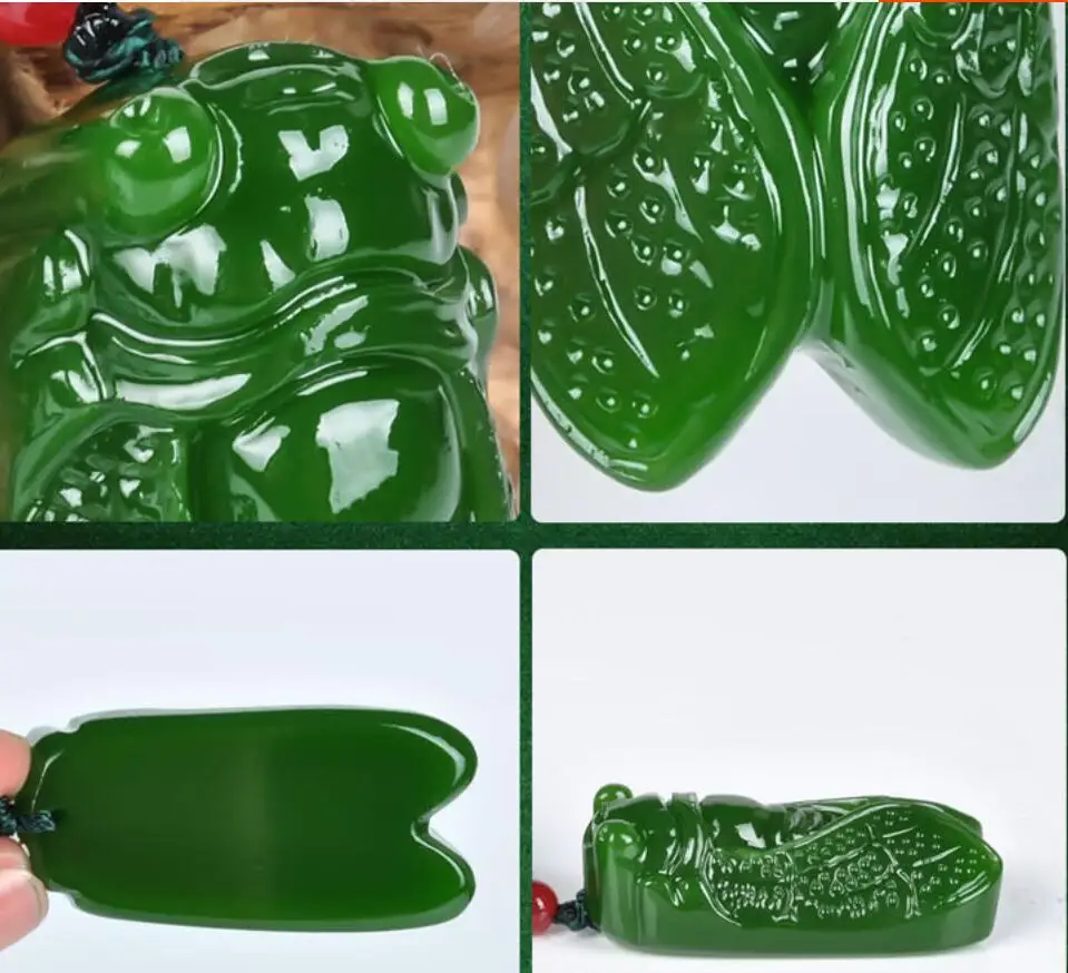 Hetian Jasper изумительная песня кулон Цикада ожерелье