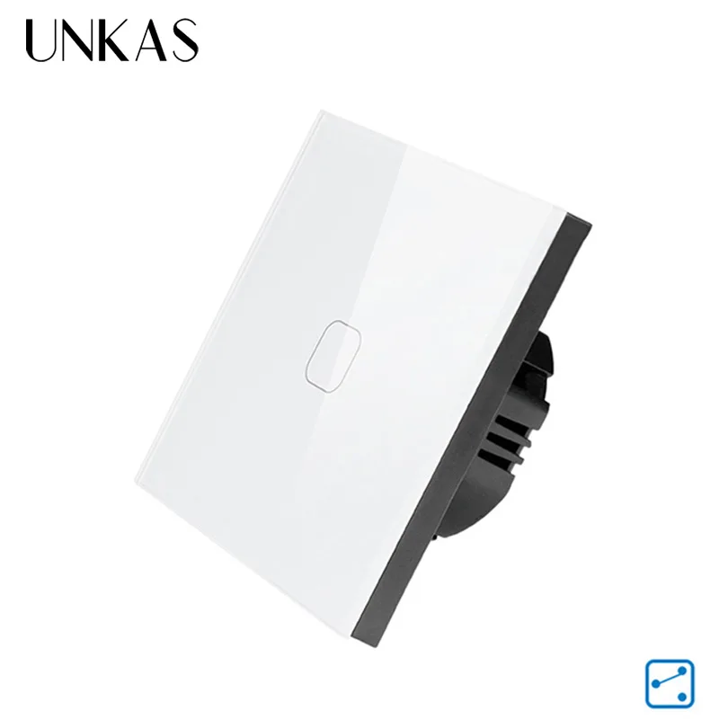 

UNKAS EU Standard Touch Switch 1/2 Gang 2 Way Control Wall Light Touch Screen Switch, Crystal Glass Panel, 170-240V