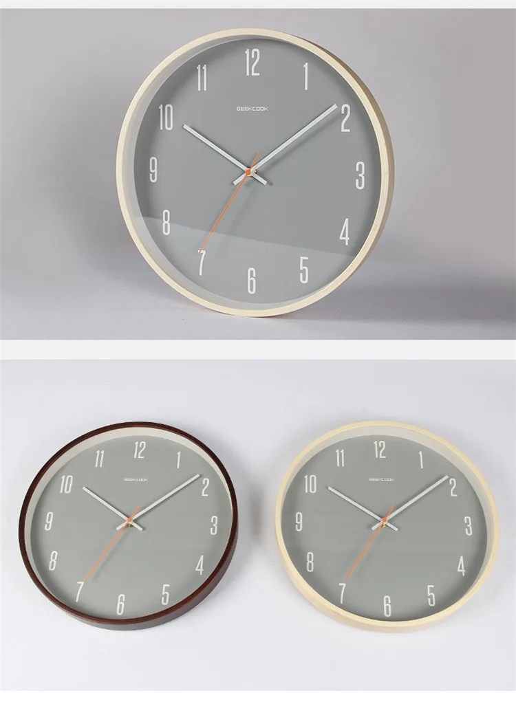 Металлические и Bentwood контур границы немой бытовой настенные часы: Тихая Серая сторона креативные простые северные часы