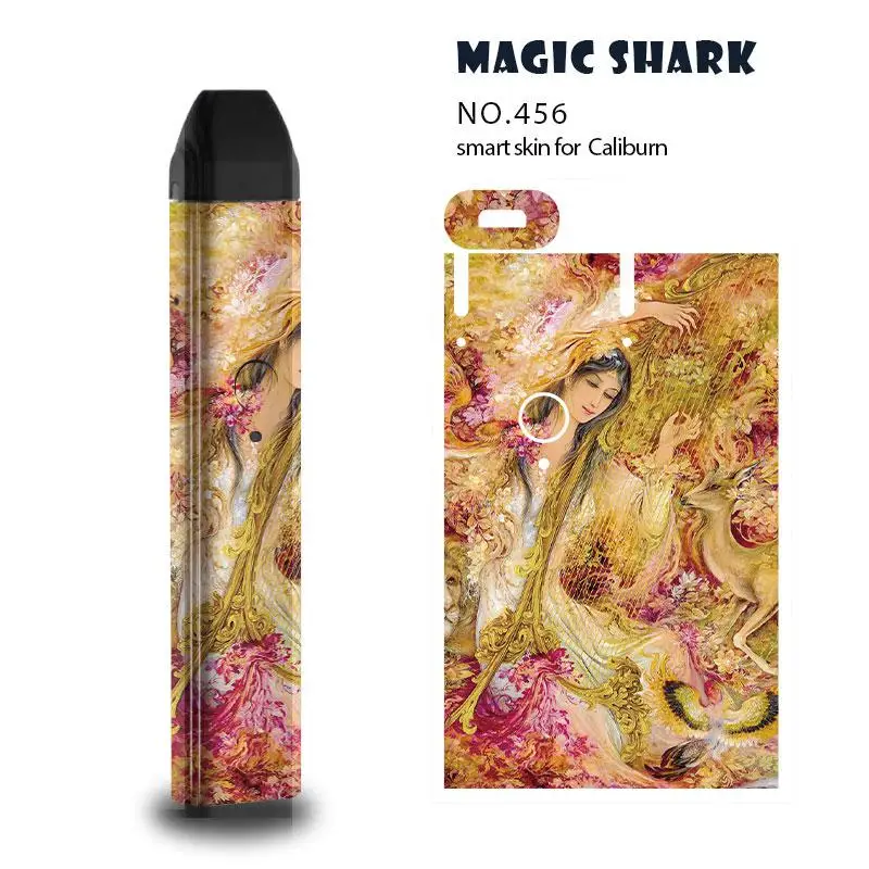 Magic Shark 2.5D стерео ПВХ Скелет крест Бог Статуя Свободы чехол самоклеящаяся пленка крышка для Uwell caliborn 443-456 - Цвет: 456