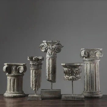 

Classical Embossed Roman Column Sculpture Decor Ionic Corinthian Order Column Living Room Decor For Home Escultura Accessories