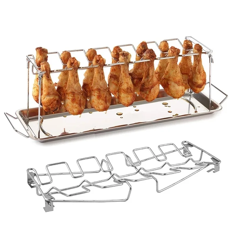 Chicken Leg And Wing Rack For Grill Smoker Oven - Easy To Use 12 Slots  Chicken Leg Rack - High Grade Stainless Steel Chicken Wing Rack Chicken