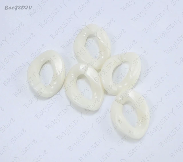 Wholesale 23mm*17mm Multi color Acrylic Twisted Chains Assembled Parts Beads Diy Jewelry Findings Accessories 60 pieces(JM6582) Ivory White