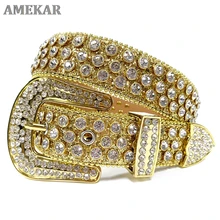 

High Quality Vintage Luxury Strap Men Women Rhinestones Belt Western Cowgirl Cowboy Bling Crystal Pin Buckle Studded Belts