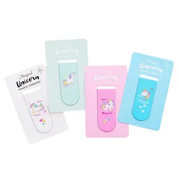 

4Pcs Cute Unicorn Shaped Bookmark Magnet Bookmark Paper School Office Supplies (White, Green, Pink, Blue)