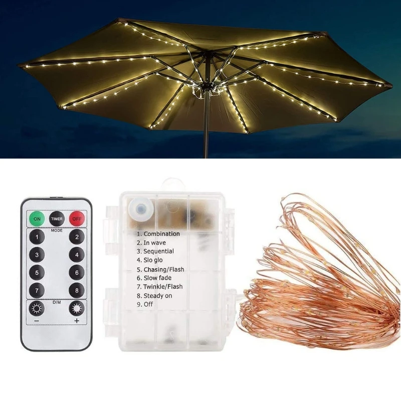 fairy lights in room LED Patio Umbrella Lamp Rechargeable Parasol String Lights with Remote Control Waterproof for Camping Tent Beach Holiday led light string String Lights