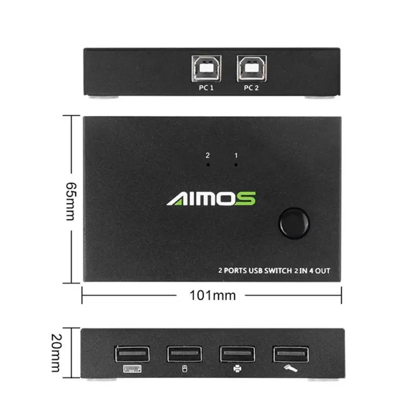 USB KVM переключатель распределительный Переключатель Селектор 2 в 4 Выход адаптер для клавиатуры мышь принтер монитор/DVR/Android телефоны
