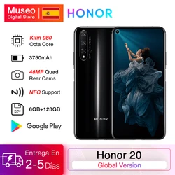 Глобальная версия Honor 20 смартфон 6G 128G Kirin 980 Восьмиядерный 48 МП четыре камеры 6,26 ''мобильный телефон SuperChange Google Play NFC