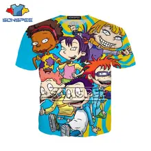 Футболка Rugrats летние топы женские футболки с 3D принтом Femme забавные повседневные короткий рукав Харадзюку футболки для женщин g2