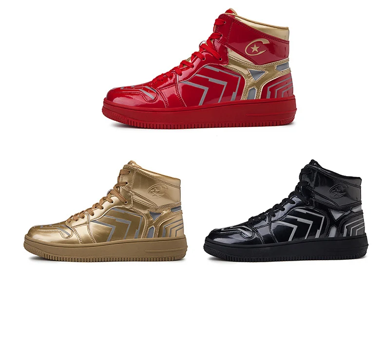 Новинка Marvel красная Мужская обувь для скейтборда Scarpe Air Avengers высокие спортивные коньки Светоотражающие кроссовки для мужчин Homme Chaussure