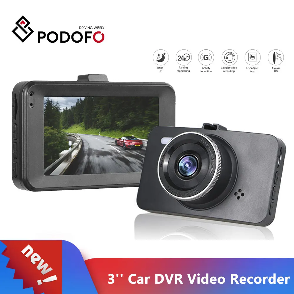 Podofo 3 ''Dash Cam Автомобильная камера видеомагнитофон DVRs g сенсор циклическая