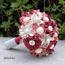 Шелковые Свадебные цветы Свадебный букет горный хрусталь ювелирные изделия винная брошь букет брошь свадебное платье SPH230