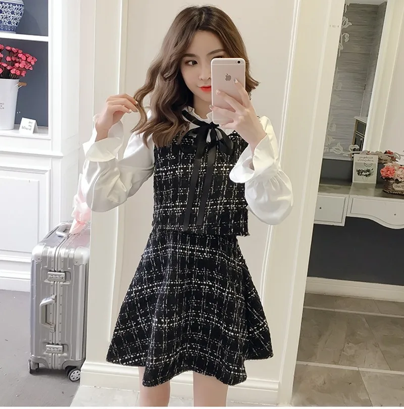 Best Price YeDJi 2019 Autumn Winter New Vintage Dresses Korean Women Elegant Dress Party Long Sleeve Runway Vestidos Best Price YeDJi 2019 Autumn Winter New Vintage Dresses Korean Women Elegant Dress Party Long Sleeve Runway Vestidos