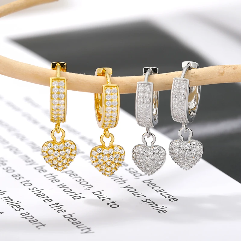 Zircon Heart Earrings For Women