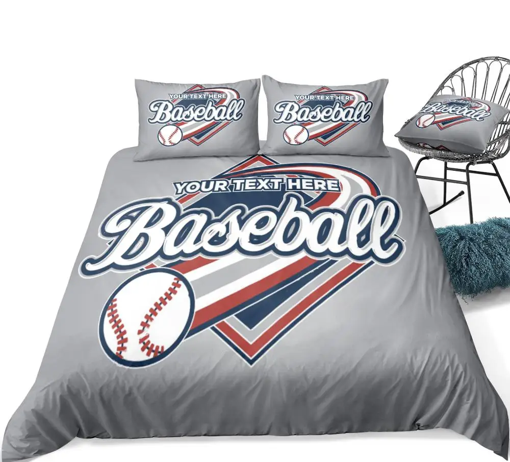 3D бейсбол пододеяльник набор MLB Стиль Бейсбол Забавный Бейсбол постельные принадлежности для мальчика бейсбольный клуб пододеяльник спортивный король Прямая поставка