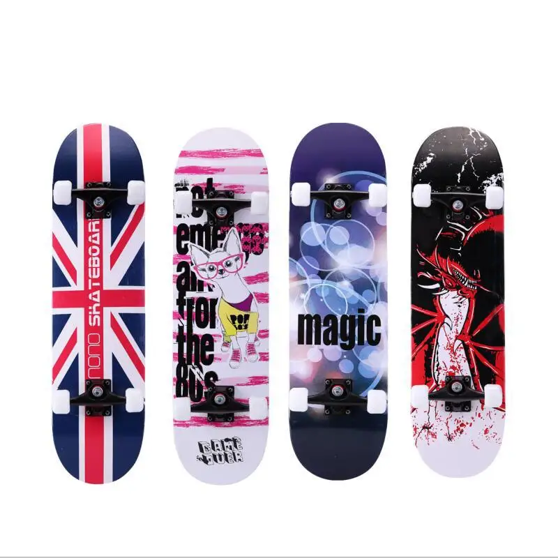 

Fashion Four-Wheel Skateboard Adults Double Snubby Maple Skate Board Deck Long Board For Kids Men Women 800x200x130mm