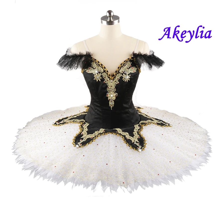Black Gold Professional Classical Ballet Tutu Competition Ballet Tutu YAGP Tutus Ballet For Girl Pancake Costumes Dress Serrated