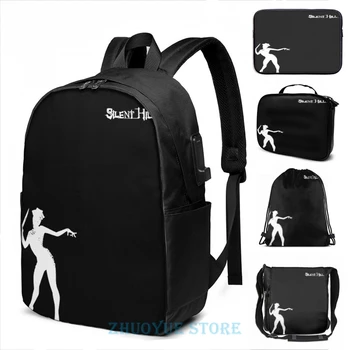 

Funny Graphic print Nurse Silent Hill USB Charge Backpack men School bags Women bag Travel laptop bag
