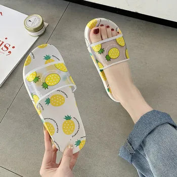 

Summer cartoon non-slip flat transparent Slippers 2020 New Cartoon Fruits Transparent Sandals Indoor Female Slippers