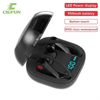 

Cigfun TWS Wireless Earphones Bluetooth V5.0 Earbuds Stereo Sport Headphones 950mAh Waterproof Ear Hook Headsets Handsfree Mic