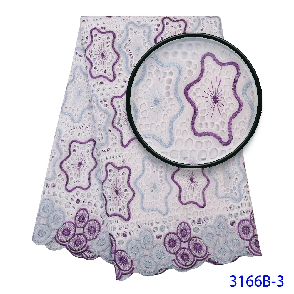 2019 Swiss Voile Lace In Switzerland High Quality African 100%Cotton Lace Fabric With Stone Nigerian Every Dress Party QF3171B-2