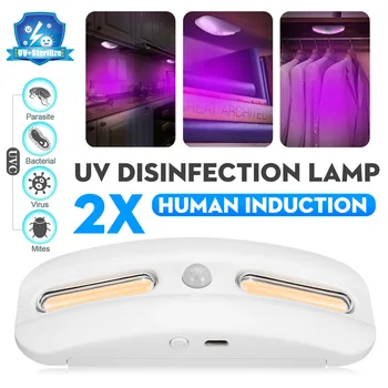 

2pcs UV Disinfection Lamp USB Charging Sensor UV Sterilization Light Disinfection Light Bulb For Cabinet Wardrobe