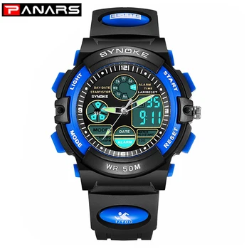 

SYNOKE Children Watch 50M Swimming Waterproof Children Boy Digital Quartz LED Alarm Date Sports Wrist Watch Kids Gift Clock