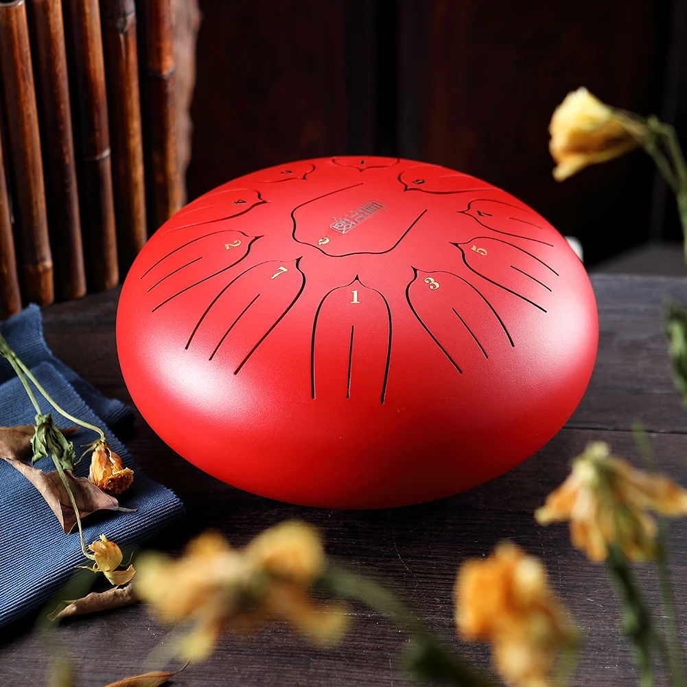 

12 Inches Steel Tongue Drum Beautifully Finished and Peaceful Sound Hang Drum with Padded Drum Bag and A Pair of Mallets