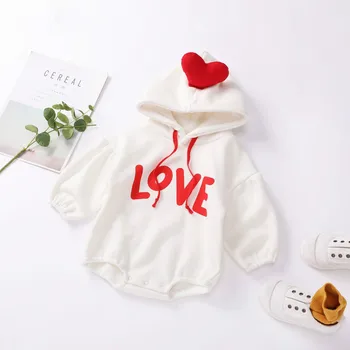 

2019 Autumn Winter Baby Girl Rompers Love Heart Romper Thickening Boys Newborn Cute Warm Velvet Jumpsuit