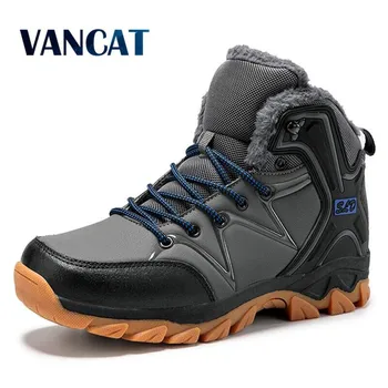 

Winter Plush Men Boots 2019 Warm Snow Boots Men Leather Waterproof Winter Boots Work Shoes Men Sneakers Footwear Ankle Boots