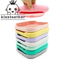 Kissteether – assiette à manger en Silicone pour bébé, solide, dessins animés pour enfants, vaisselle d'entraînement pour tout petits, bols d'alimentation pour enfants 