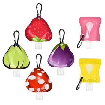 

6pcs Cartoon Fruit Mini Hand Sanitizer Holder Shampoo Shower Gel Cosmetics Liquid Dispenser Containers Travel Portable Bottle
