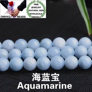 

OMHXZJ Wholesale ZB26 4 6 8 10 12mm DIY Bracelet Necklace Jewelry Making Accessories Natural Stone Fine Aquamarine Round Beads