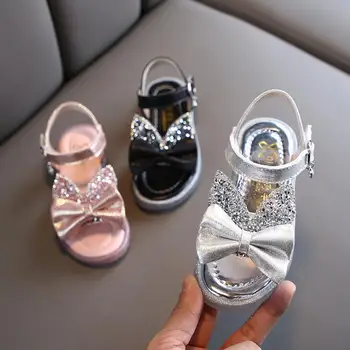 

2020 Children Girl Summer Sandals Fashion Pink Bunny Ears Crystal Kid Baby Princess Shoes Soft Bottom Non-slip Beach Sandals