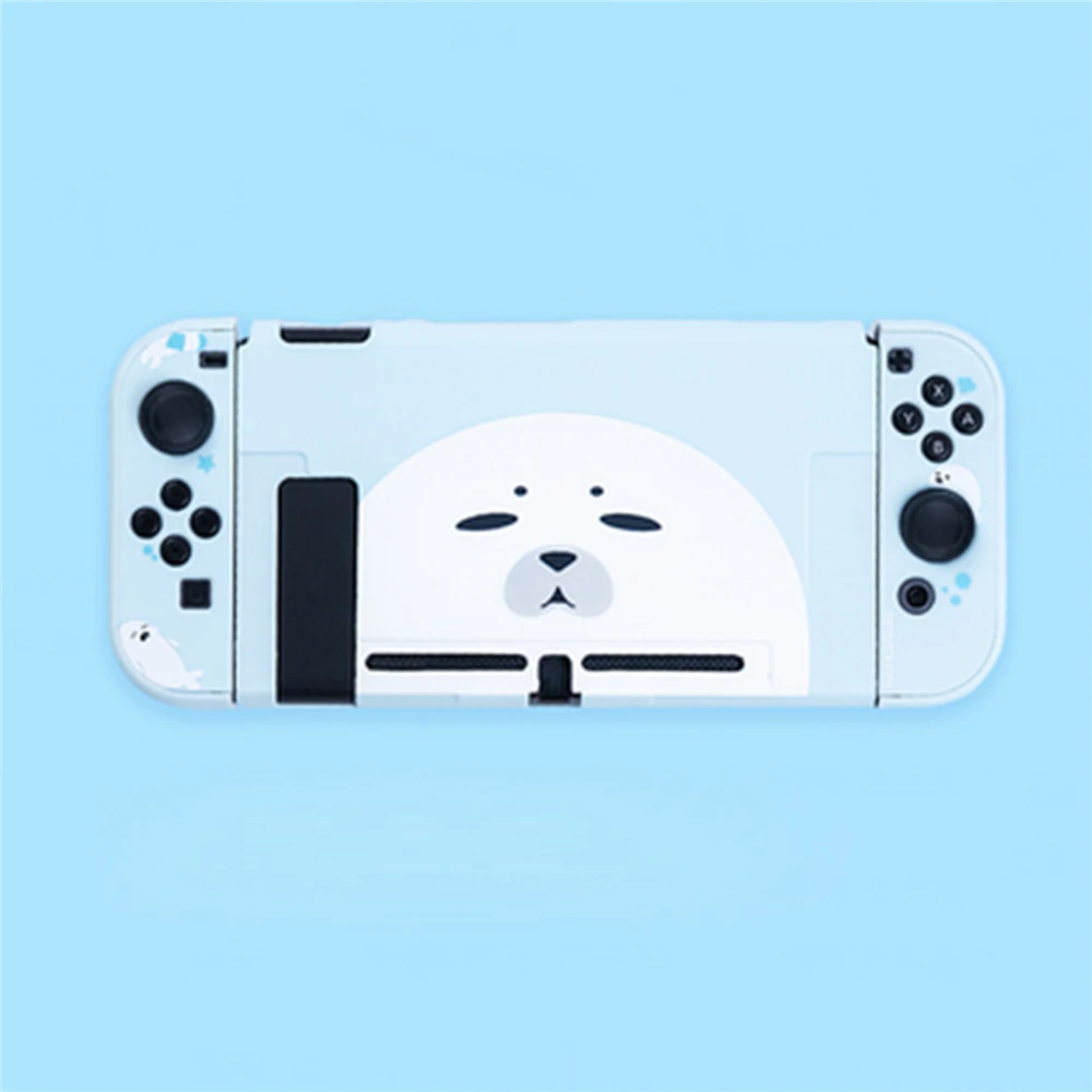 Joy-Con чехол Kawaii Cat розовый защитный корпус крышка Набор для Nintendo переключатель игровой консоли запасные части - Цвет: sky blue seal