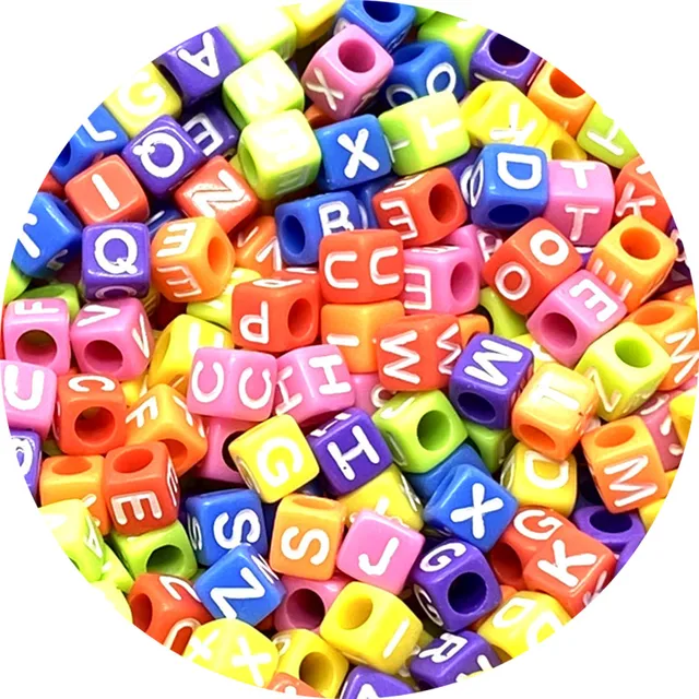 100pcs 6mm Mixed Square Alphabet Letter Beads Charms Bracelet Necklace For Jewelry Making DIY Accessories 26