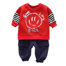 Дети комплект для малышей и мальчиков, верхняя одежда с длинными рукавами в полоску с рисунками, пуловер, свитшот с принтом+ штаны, комплект со штанами, зимний комплект детской одежды