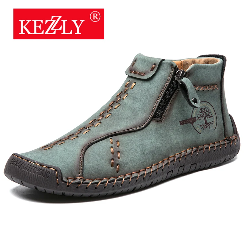KEZZLY Men's Outdoor Shoes With Zippers Fashion casual men's shoes men sneakers outdoor boots