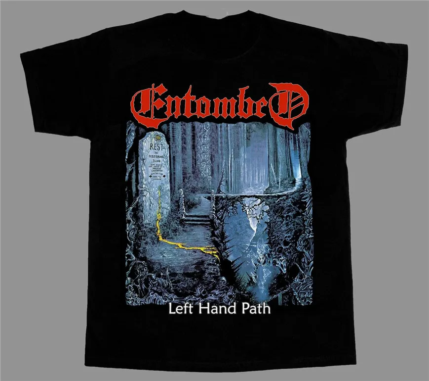 Футболка с надписью Entombed Left Hand Path Death Metal Thrash Slayer Carcass Venom свободная
