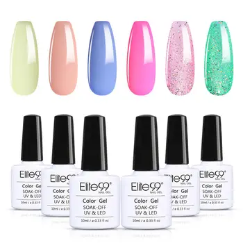 

Elite99 6Pcs/Set Macaron Gel Polish Nail Kit 10ml Hybrid Nail Glitter Gel Varnish Set Soak Off UV Led Lamp Nail Art Gel Manicure