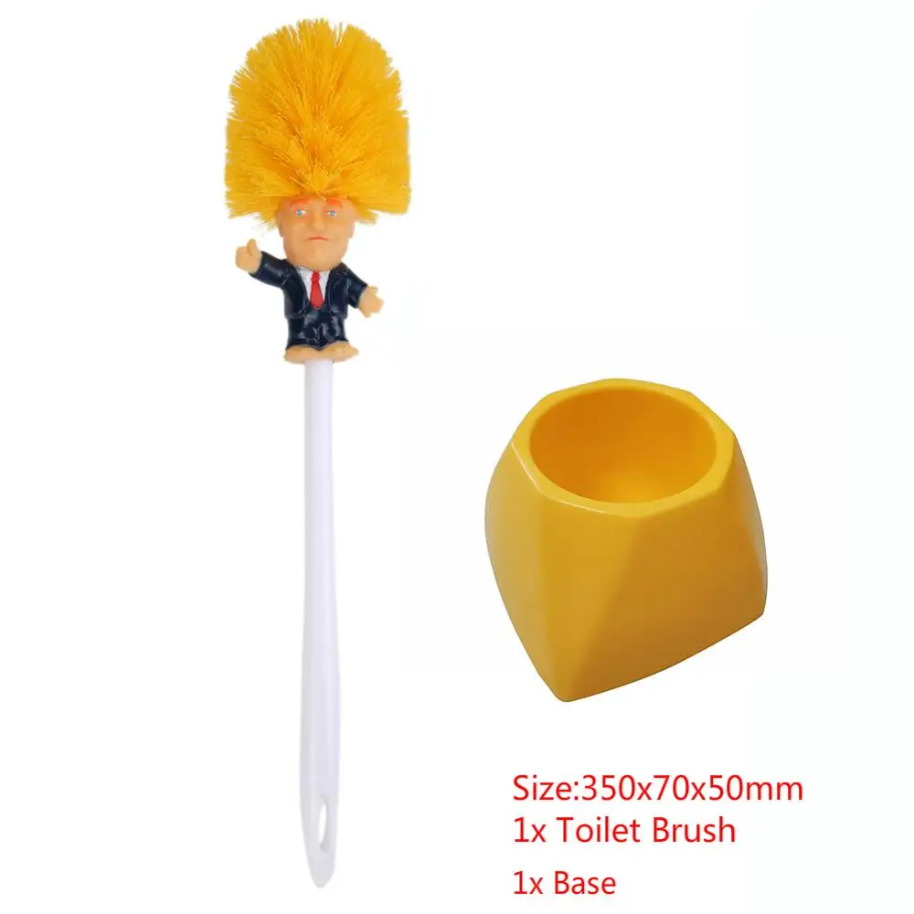 Пластиковая щетка для унитаза Trump с основанием, щетки для унитаза, настенный, с длинной ручкой, очиститель для унитаза, щетка для ванной комнаты, паз, очиститель для раковины - Цвет: with base