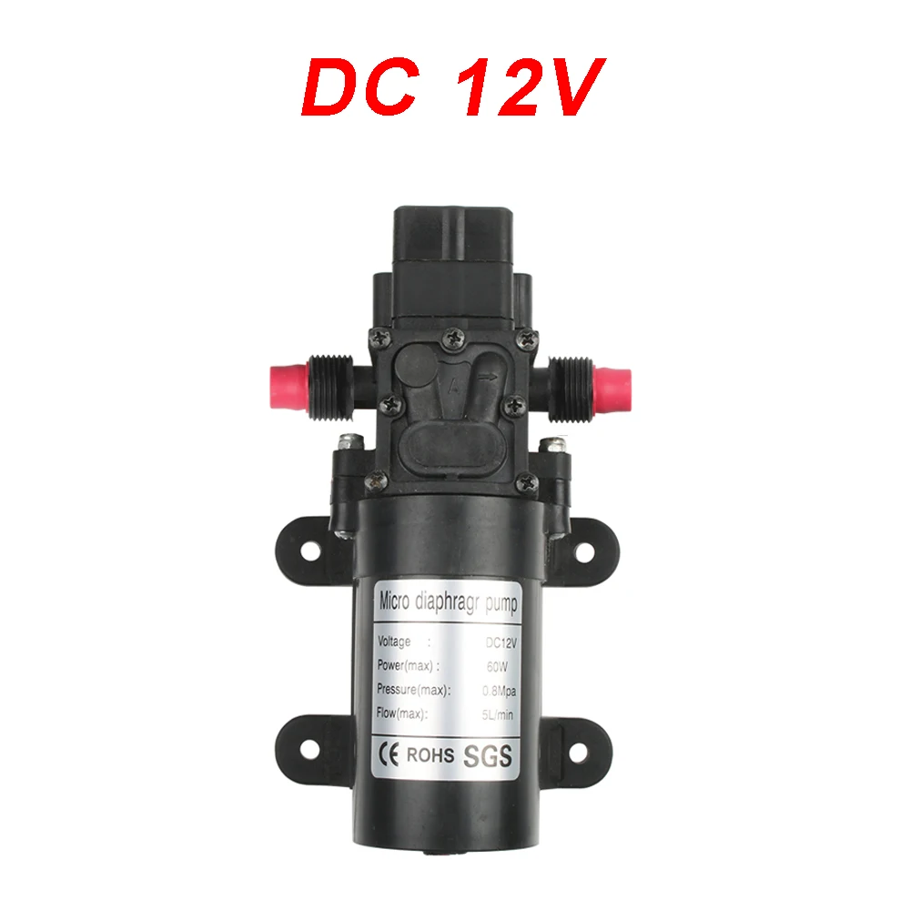 12V without adaptor DC 12 В 60 Вт микро электрический мембранный Водяной насос автоматический переключатель 5л/мин высокое давление Автомойка Спрей Водяной насос 0.8мпа 5л/мин - Напряжение: 12V without adaptor
