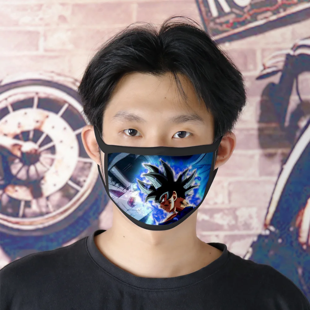 

3D Anime Dragon Ball Son-Goku expression Cartoon Cosplay Masks All Might Cartoon Academia Adult Cotton Half Face Sports Mask