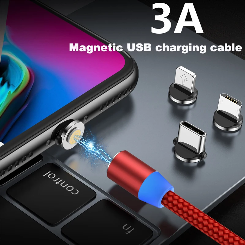 Магнитный кабель быстрой зарядки с круглой головкой type C Micro USB кабель для iPhone 11 Pro MAX 6 6S 7 8 Plus телефонный кабель