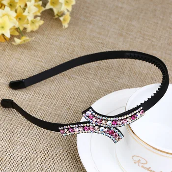 

New European and American Simple Wild Hair Hoop Inlaid with Imported Crystal Headdress Colored Fashion Hair Accessories Female